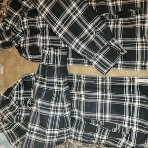 Medium Lucky Brand Black and White Plaid Jacket Soft Brown Lining